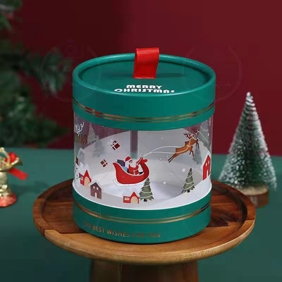 Paper Cylindrical Gift Packaging Boxes Christmas CMYK Color Round Empty Box