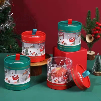Paper Cylindrical Gift Packaging Boxes Christmas CMYK Color Round Empty Box