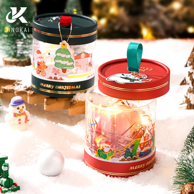 Paper Cylindrical Gift Packaging Boxes Christmas CMYK Color Round Empty Box