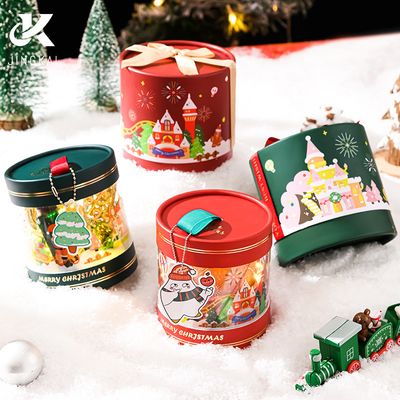Paper Cylindrical Gift Packaging Boxes Christmas CMYK Color Round Empty Box